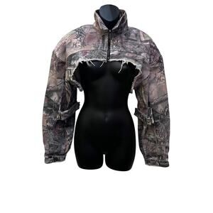 $160 Sold Out Namilia Denim Choker Jacket Camo Medium NWT